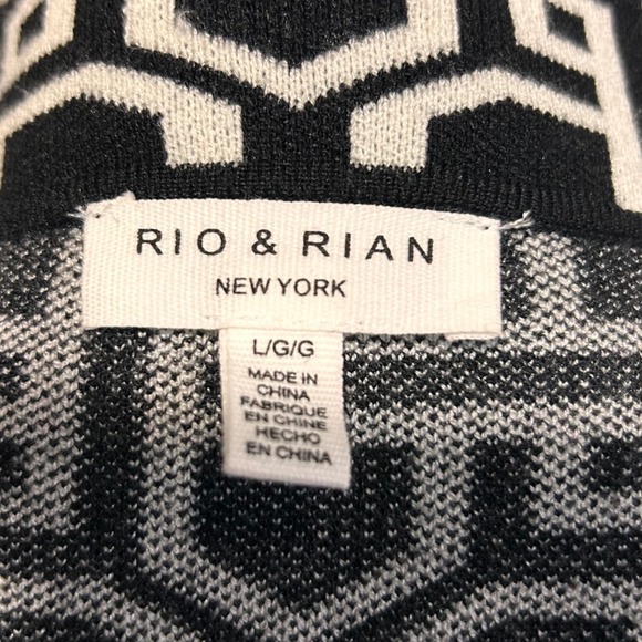 Rio & Rian New York Black White Geometric Print Duster Cardigan Womens Large L/G - Picture 3 of 8